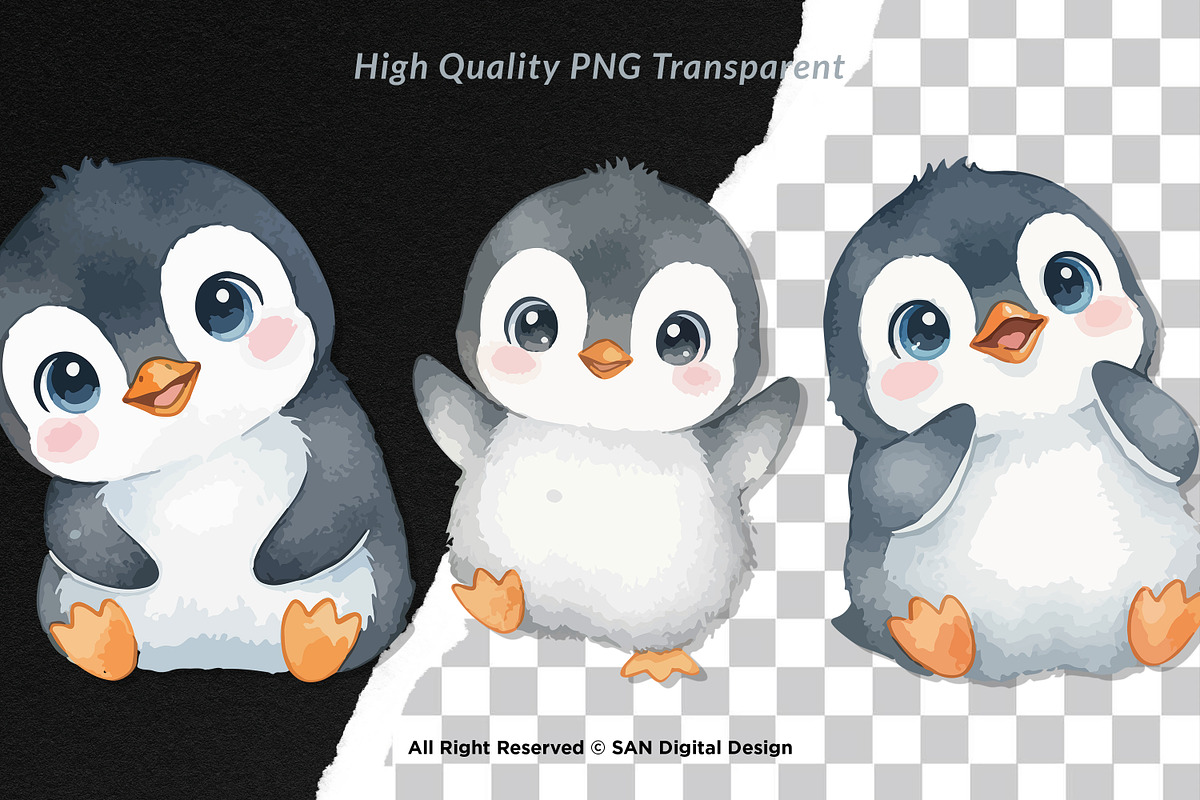 15 Bundle Watercolor Cute Penguin, an Animal Illustration by Morspective (Photo 2 of 8)