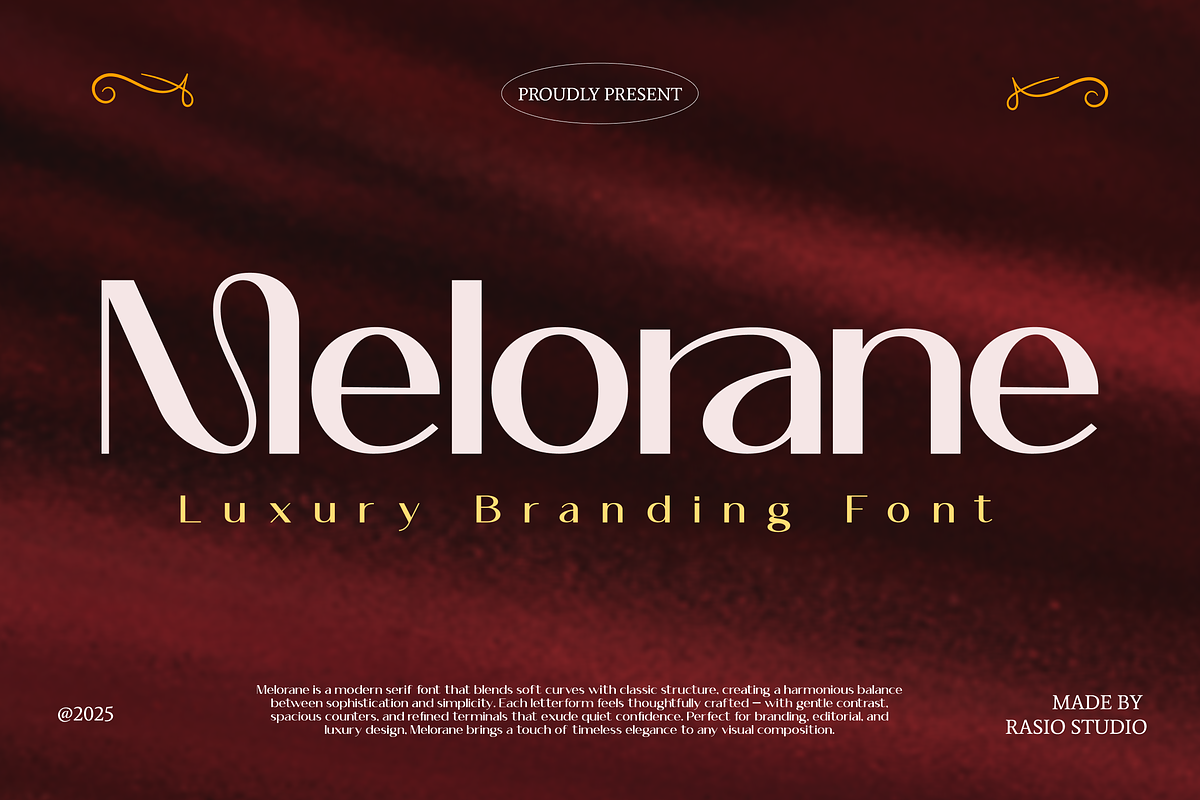 Melorane Luxury Branding Font, a Sans Serif Font by Rasio Studio (Photo 1 of 7)