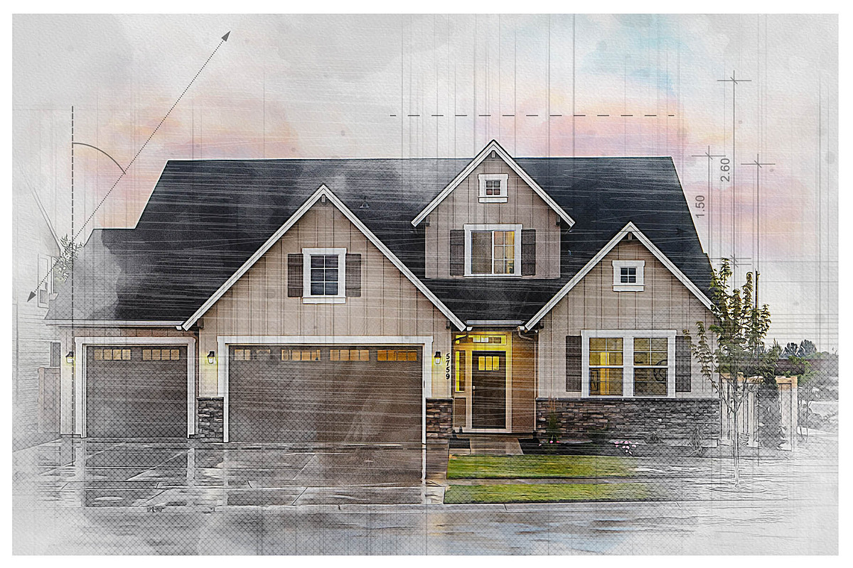 House Concept Sketch Art Effect, an Action Add-On by MRI STUDIO (Photo 24 of 29)