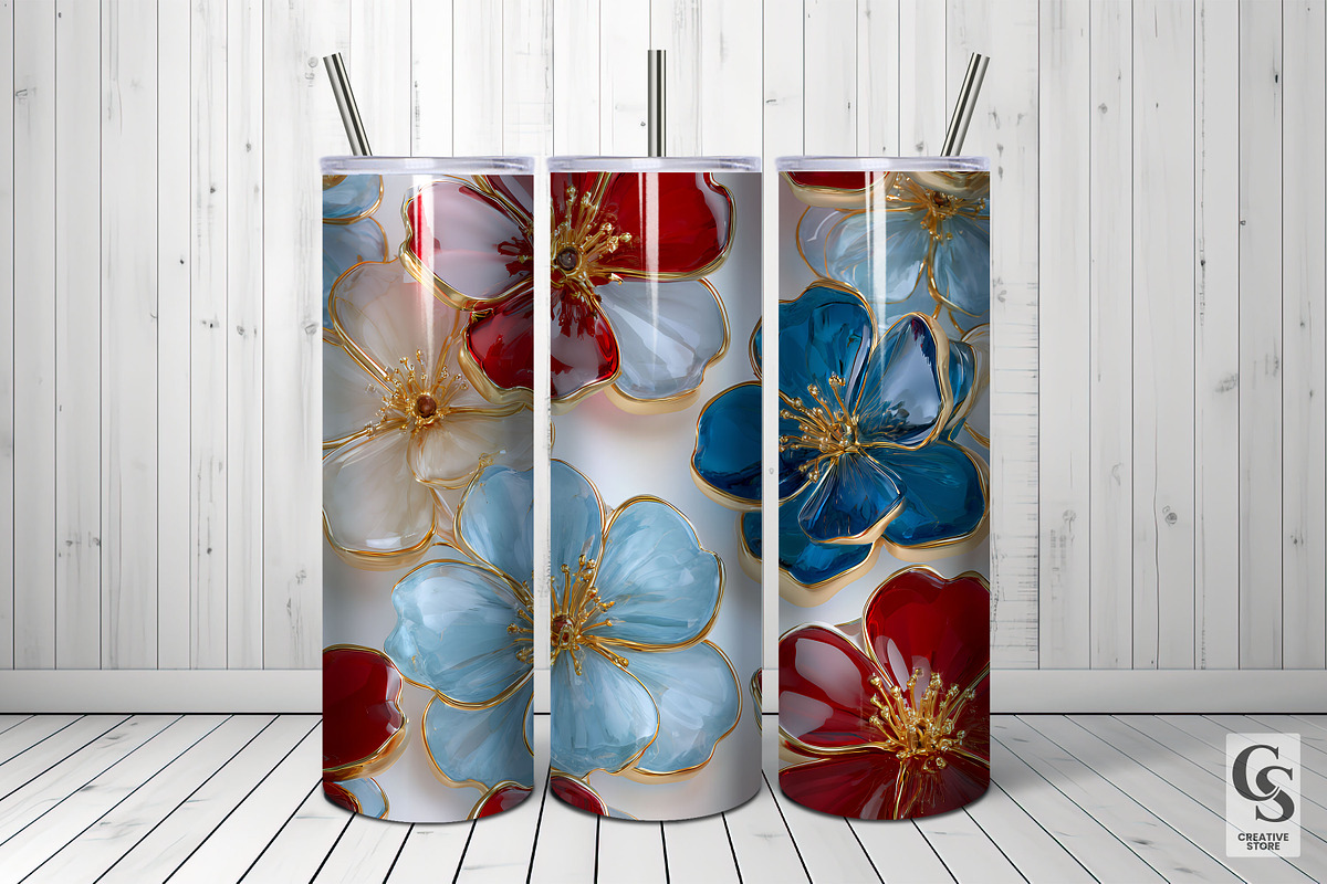 3D American Glass Flowers Patterns, a Pattern Graphic by Creative Store (Photo 5 of 5)