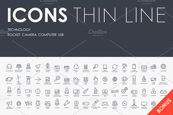 Technology Thinline Icons Bonus