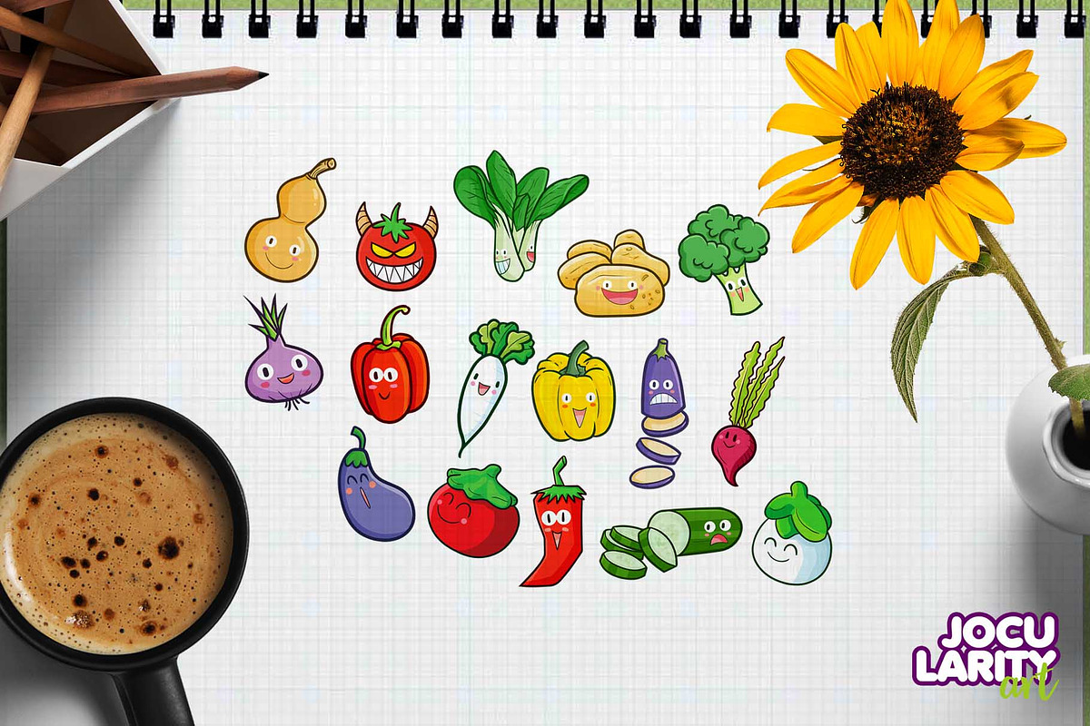 Cute Vegetable Characters #2, a Food Illustration by Jocularity Art (Photo 2 of 3)