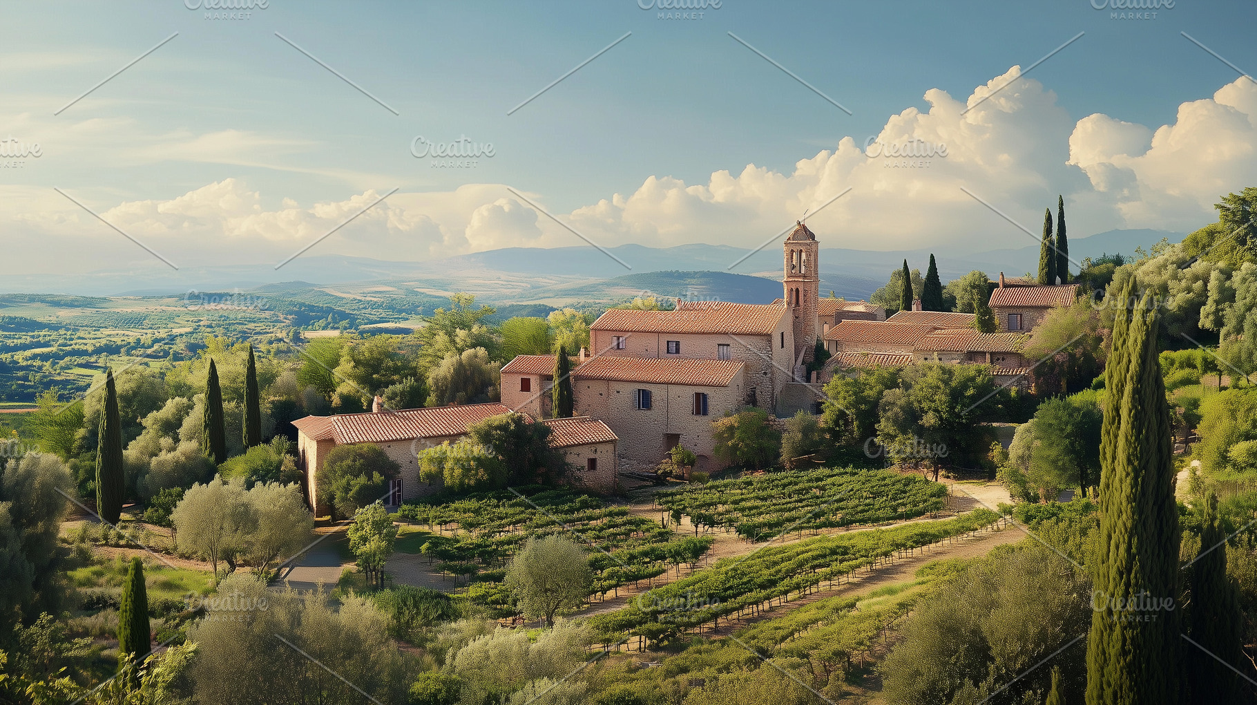 Mediterranean village surrounded by, a Nature Photo by MistyDay