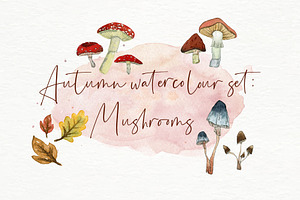 Autumn watercolor set Mushroom Magic