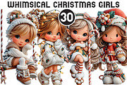 Whimsical Christmas Girls Clipart, an Illustration by Black Bird Studio (Thumbnail 1 of 6)