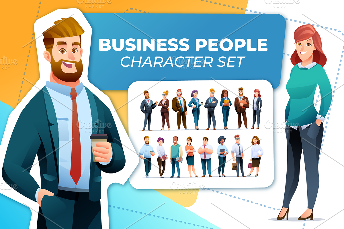 Business People Character Set, a Finance Illustration by YG Studio (Photo 1 of 3)