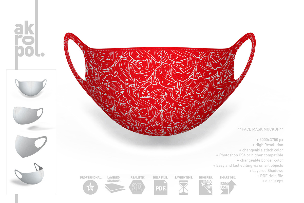 Face Mask Mockup, a Mask Mockup by akropol (Photo 11 of 12)