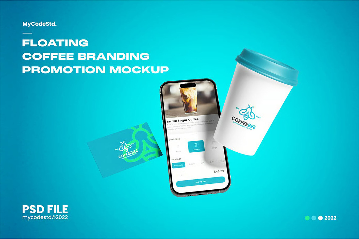 Floating Coffee Branding Mockup, a Packaging Mockup by zpackcreative (Photo 2 of 3)