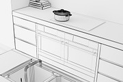 Kitchen C - High End Apartment, an Architecture 3D Model by 3DCargo (Thumbnail 8 of 12)