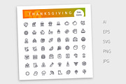 Thanksgiving Line Icons Set, an Outline Icon by Voysla's Shop (Thumbnail 4 of 4)