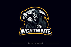 Grim Reaper Skull Logo Template