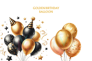 Gold Balloons birthday Clipart, png, a Decorative Illustration by VM PARTYS  BY TAIRUMA (Thumbnail 10 of 10)