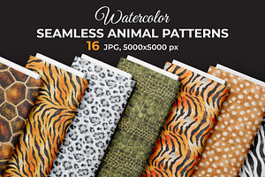 Watercolor Seamless Animal Patterns