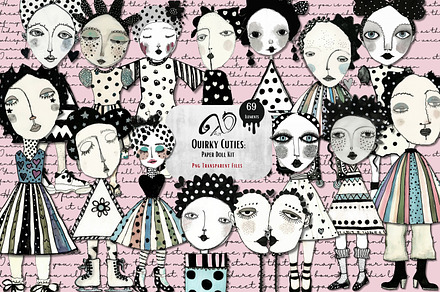 Quirky Cuties: Paper Doll Kit, an Illustration by NiiiNArt