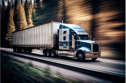 truck with trailer transporting, a Transportation Photo by Sergey Kotenev