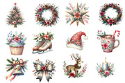 Watercolor Christmas floral Clipart, an Illustration by Designworld (Thumbnail 3 of 6)