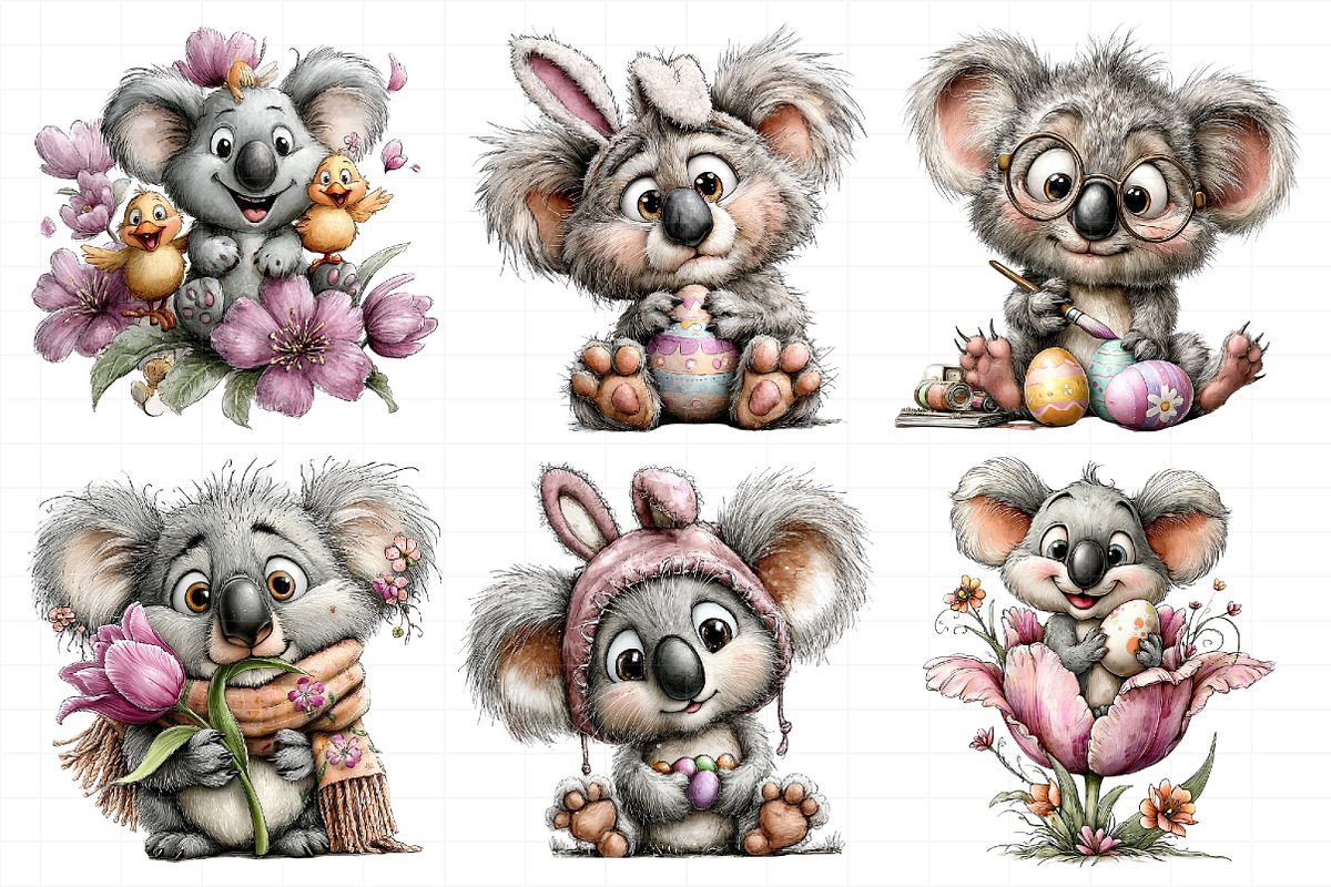 Whimsical Easter Koala Clipart, an Illustration by Daily.Designs (Photo 7 of 8)