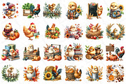 Watercolor Autumn Chicken Clipart, an Illustration by DreamPrint404 (Thumbnail 5 of 6)