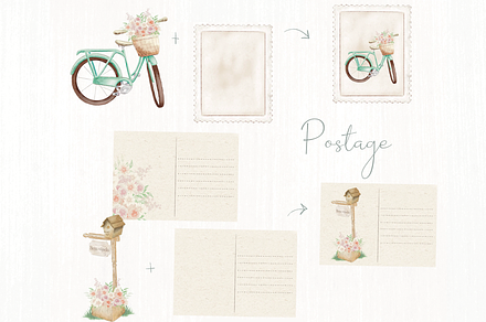 Cottage Village - watercolor clipart