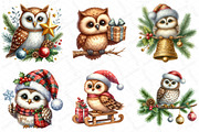 Watercolor Christmas Owl Clipart, an Illustration by DreamPrint404 (Thumbnail 4 of 6)