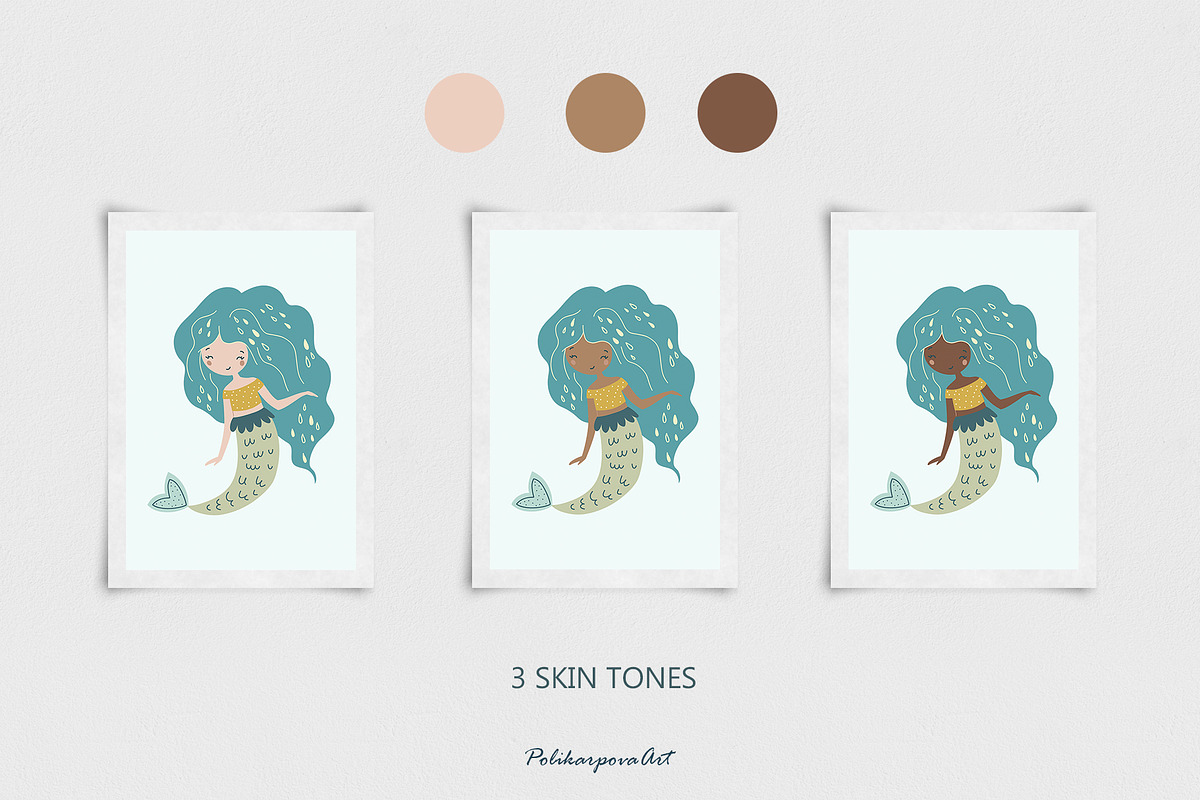 Mermaids and Sea animals collection, an Animal Illustration by polikarpovaart (Photo 4 of 11)