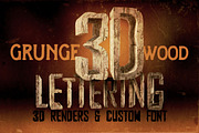 Grunge Wood - 3D Lettering + Font, a Font by MIIM (Thumbnail 1 of 4)