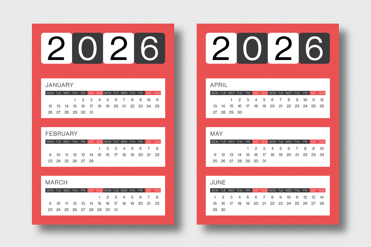 Modern 2026 Wall Calendar Design, a Print Template by MightyDesign (Photo 2 of 6)