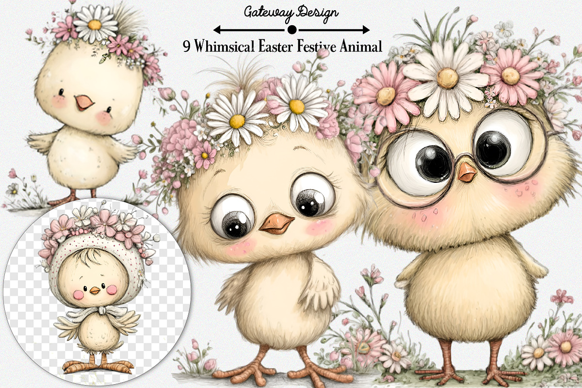 9 Whimsical Easter Festive Animal, an Illustration by GatewayDesign (Photo 2 of 3)