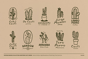 Cactus Doodle Badges Collection