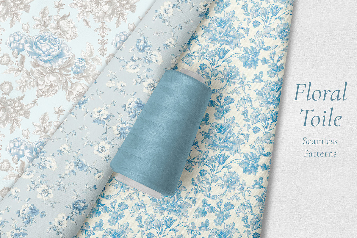 Floral Toile Print Design Patterns, a Pattern Graphic by Olya Creative (Photo 4 of 29)