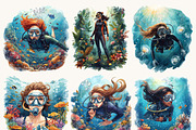 Watercolor Woman Diving Clipart, a Person Illustration by Design Scotch (Thumbnail 3 of 8)