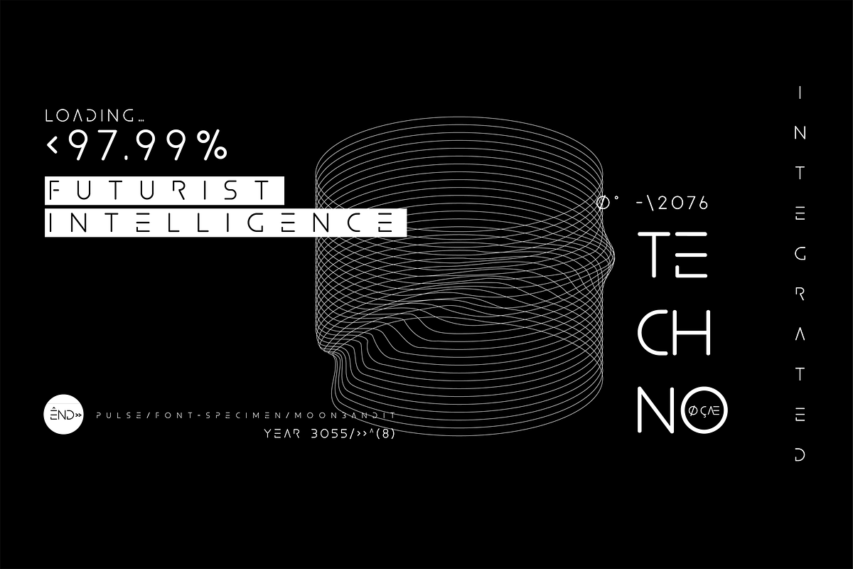 PULSE - modern scifi rounded font preview 2