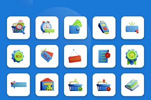 3D Animated Shopping Icon Set