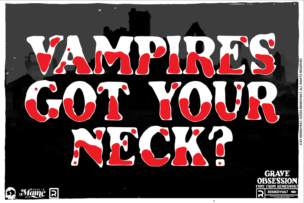 Grave Obsession - Grunge Font, a Serif Font by Remedy667 (Photo 3 of 9)