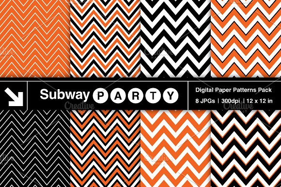 Halloween Orange Black White Chevron preview 2