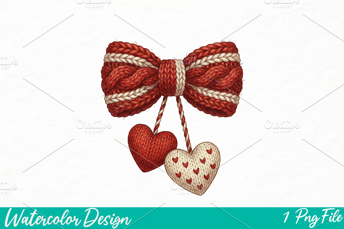 Faux Crochet Valentine Coquette PNG, an Illustration by Watercolor design (Photo 1 of 3)