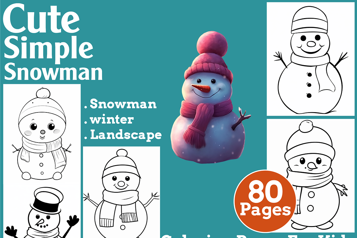 Cute Simple Snowman Coloring Pages, an Animal Illustration by martinblan (Photo 1 of 4)