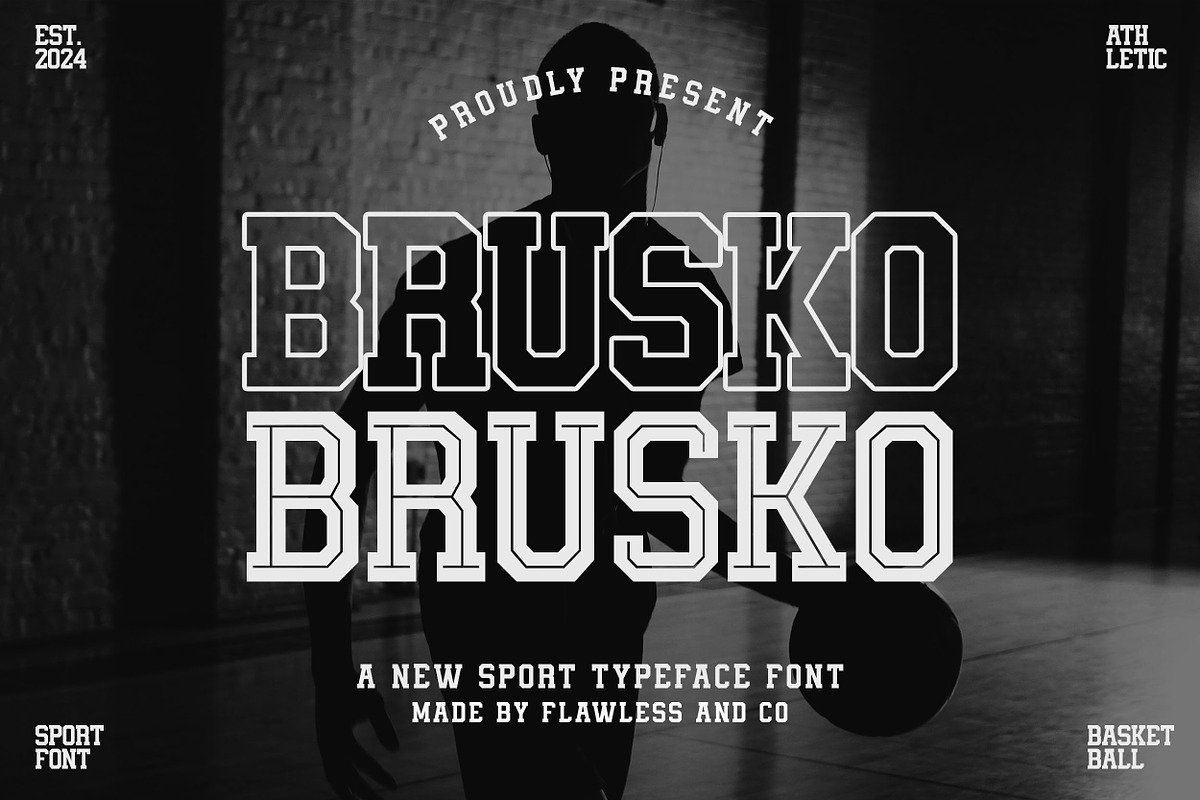 Brusko - Basketball Font, a Serif Font by Flawless And Co (Photo 1 of 10)