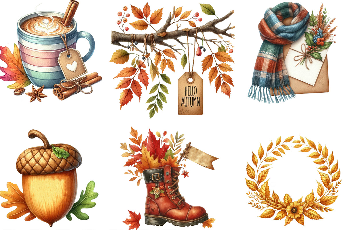 Hello Autumn Clipart, an Illustration by Designking (Photo 3 of 4)