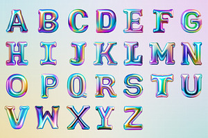 3D Iridescent Type - 26 PNG Letters