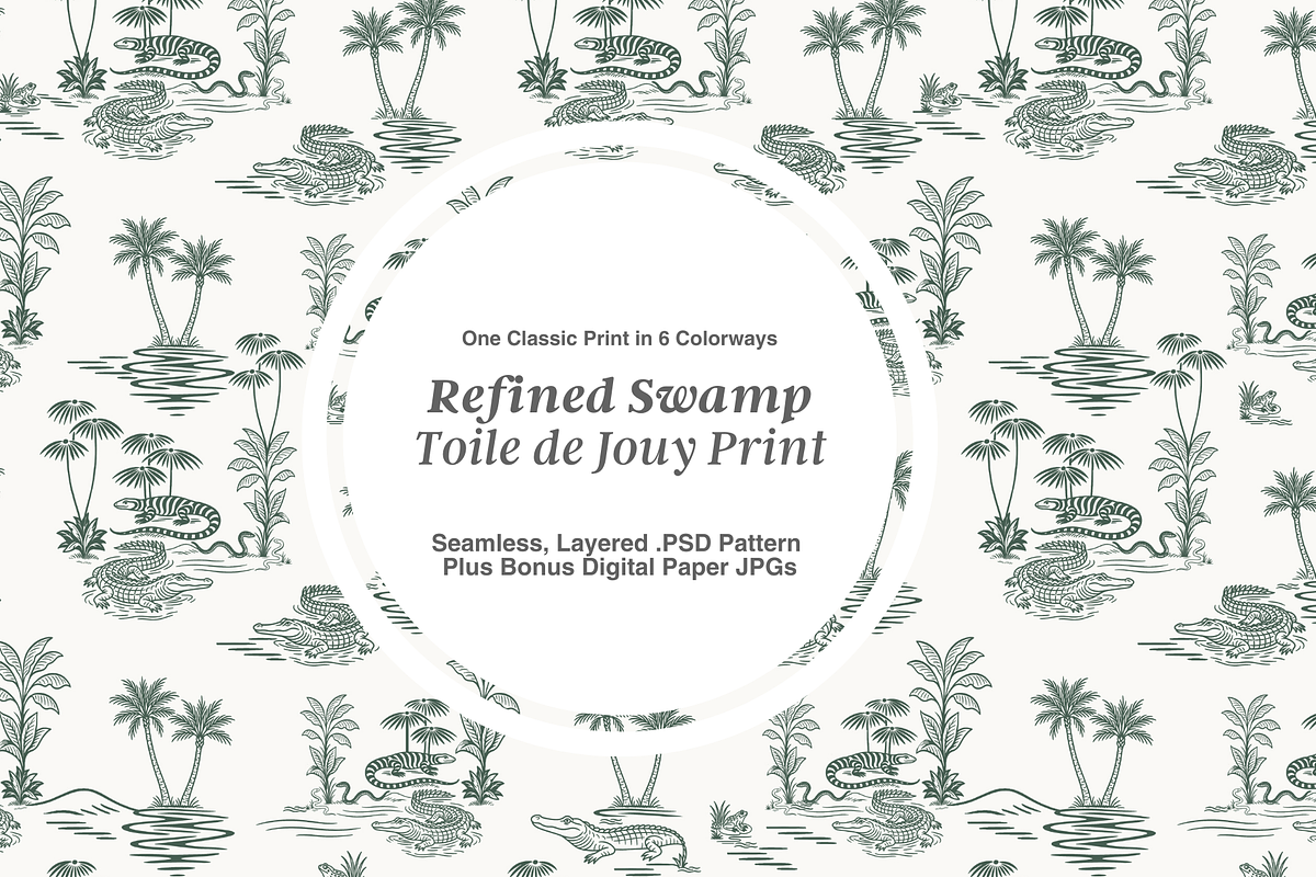 Swamp Toile de Jouy Pattern, a Pattern Graphic by Hughes Studio (Photo 1 of 8)