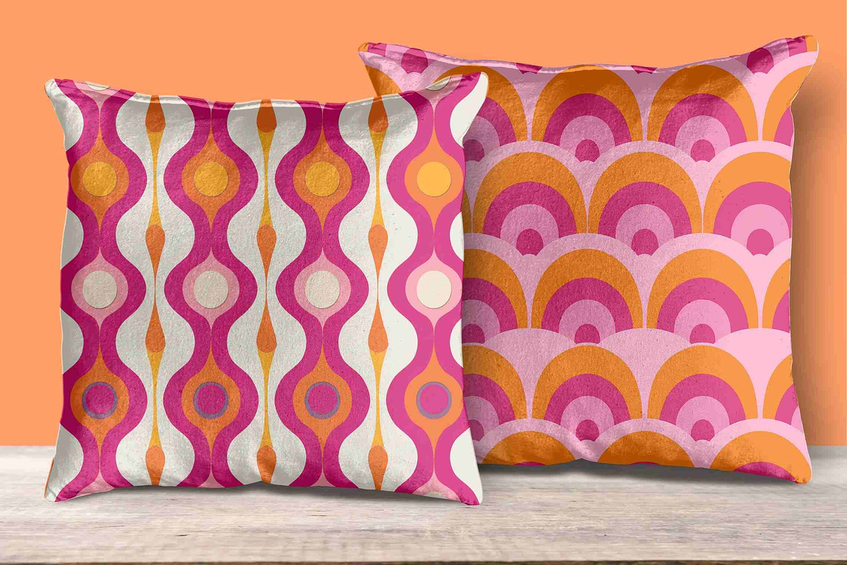 Pink & Orange Retro Scandi Geometric, a Pattern Graphic by Pattern Whimsy (Photo 4 of 8)
