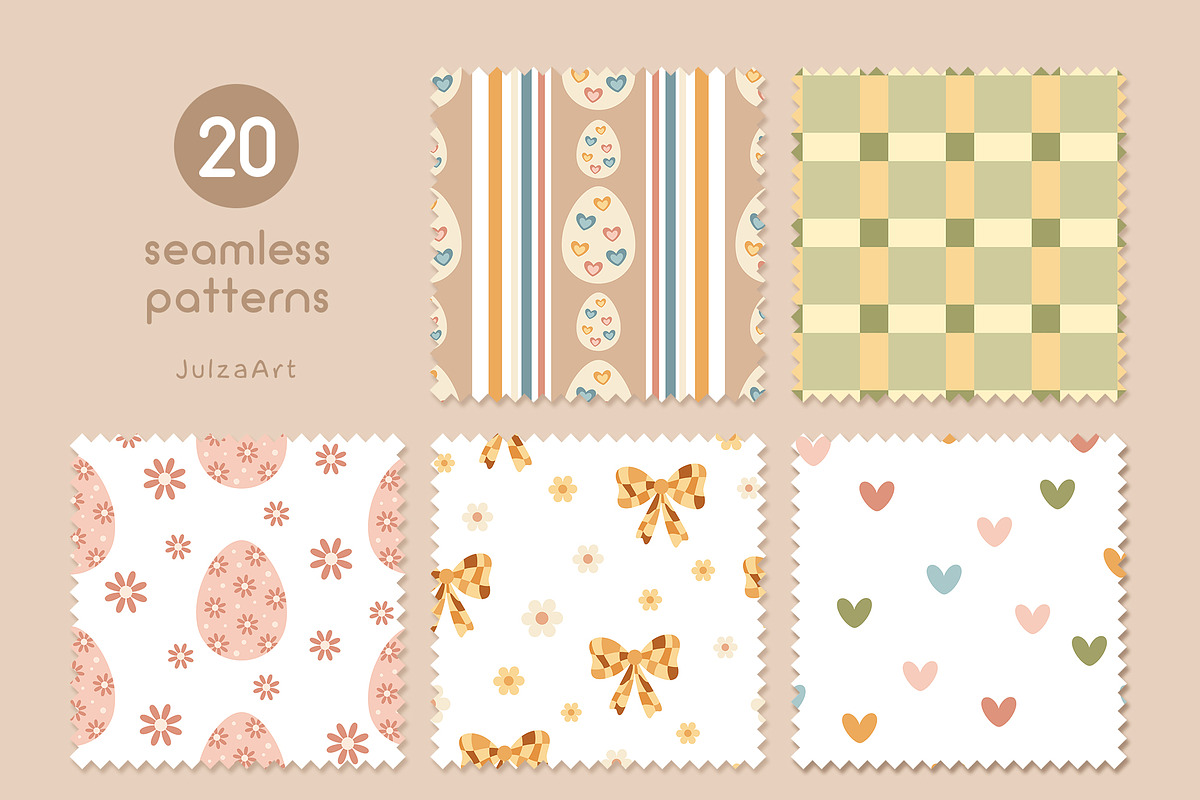 Retro Groovy Easter seamless pattern, a Pattern Graphic by JulzaArt (Photo 4 of 6)