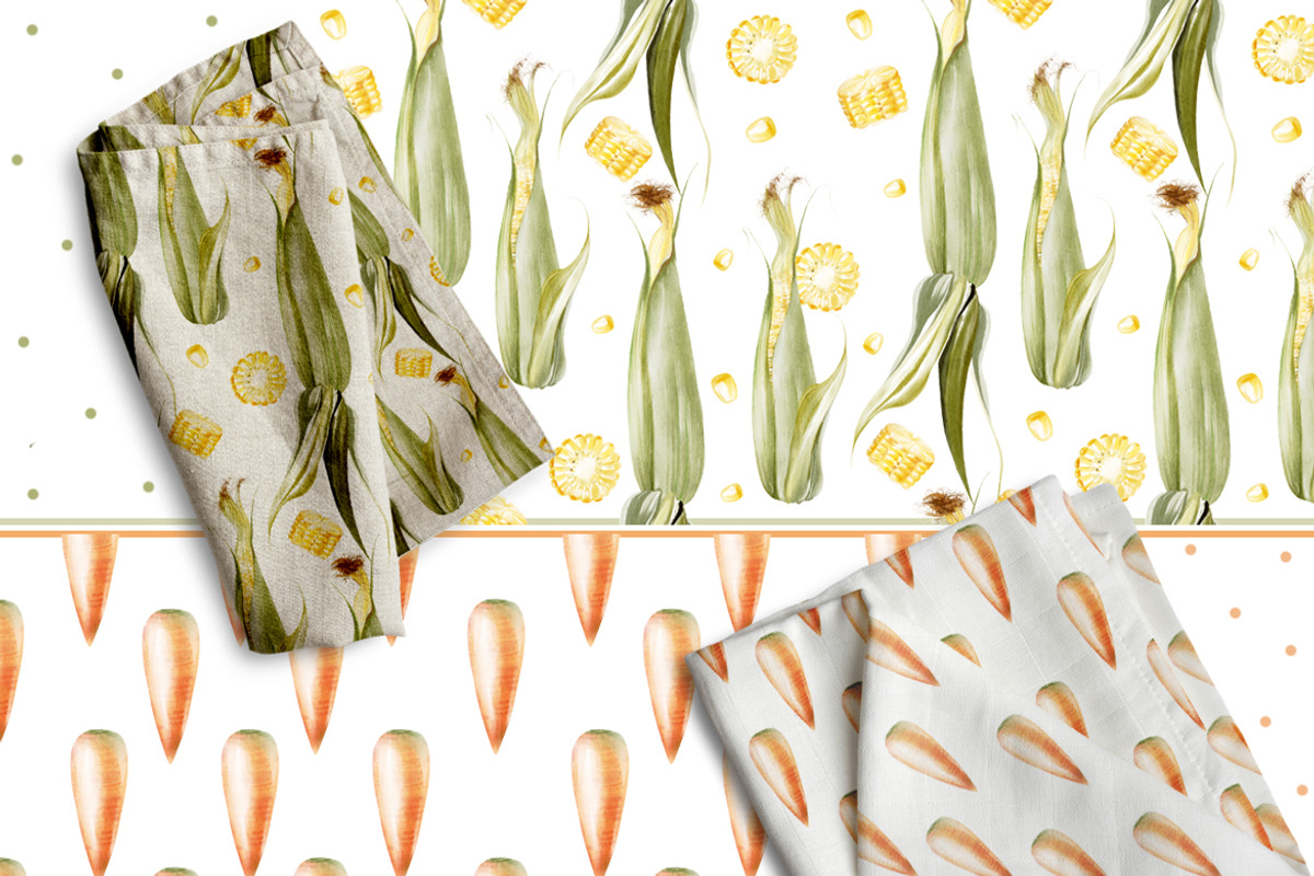 Watercolor Vegetables Pattern, a Pattern Graphic by Knopazyzy (Photo 6 of 7)
