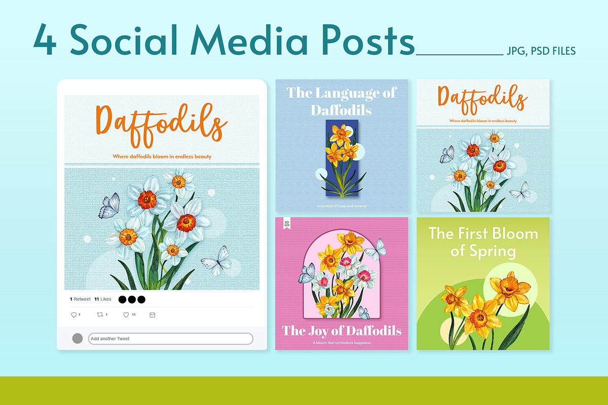 Daffodils and Rabbit Watercolor, an Animal Illustration by CreativeValuation (Photo 5 of 12)