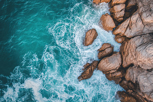Aerial top view of deep blue ocean, a Photo by Pavel_design