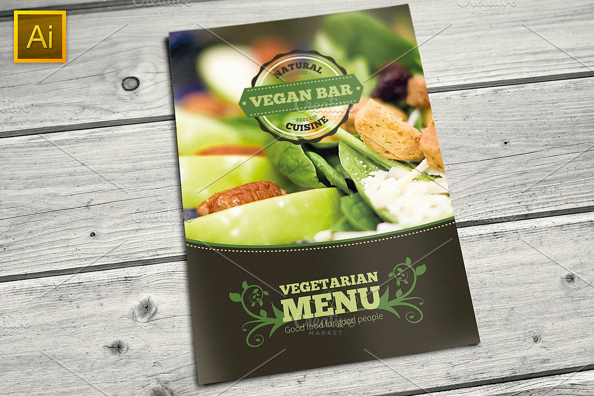 Vegetarian Restaurant Food Menu, a Brochure Template by Mikko Lemola (Photo 1 of 5)