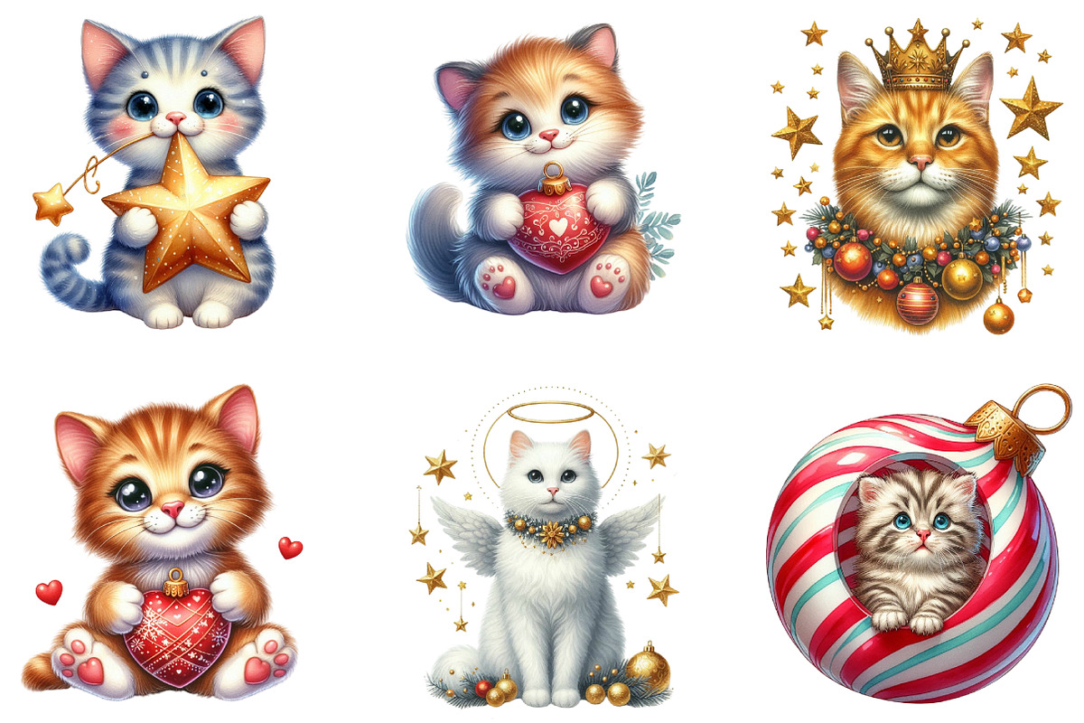 Christmas Ornament and Cat Clipart, an Illustration by DreamArtGraphic (Photo 5 of 5)