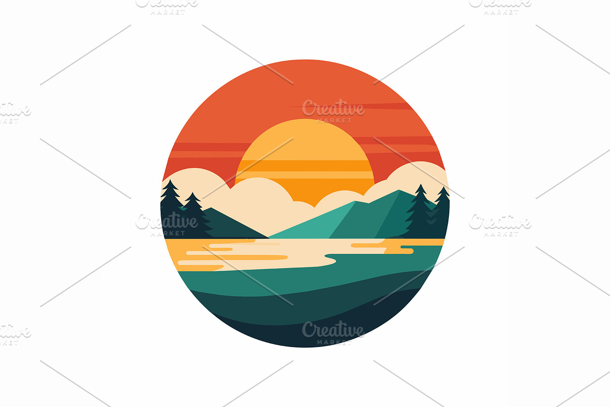 The sun is setting behind mountains,, a Graphic by Iftikhar Alam