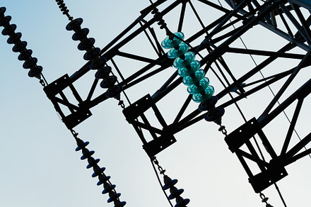 Electricity power line in detail background